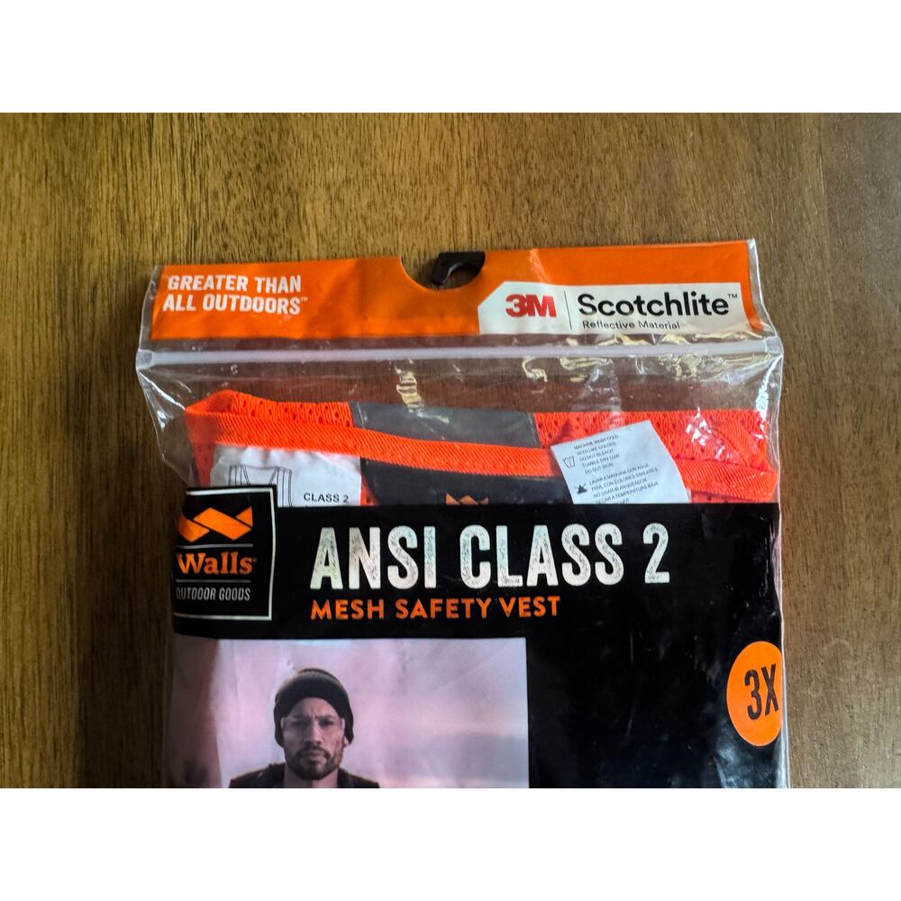 NWT Walls ANSI Class 2 Safety Vest 3XL Orange Hi Vis Reflective Mesh - Picture 2 of 10